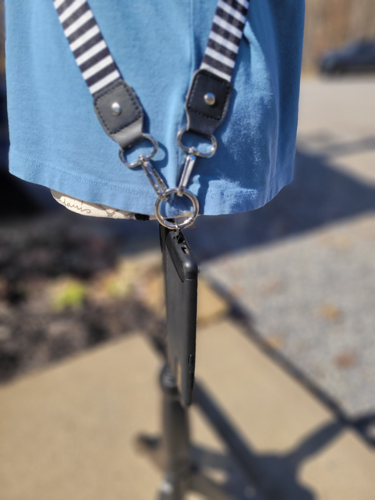 Black & White Stripped Phone Sling