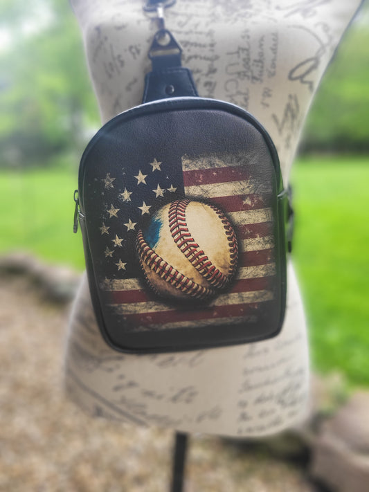 American Flag Baseball Mini Sling