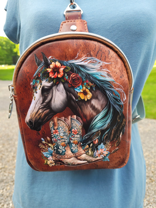 Horse & Cowgirl Boots Mini Sling